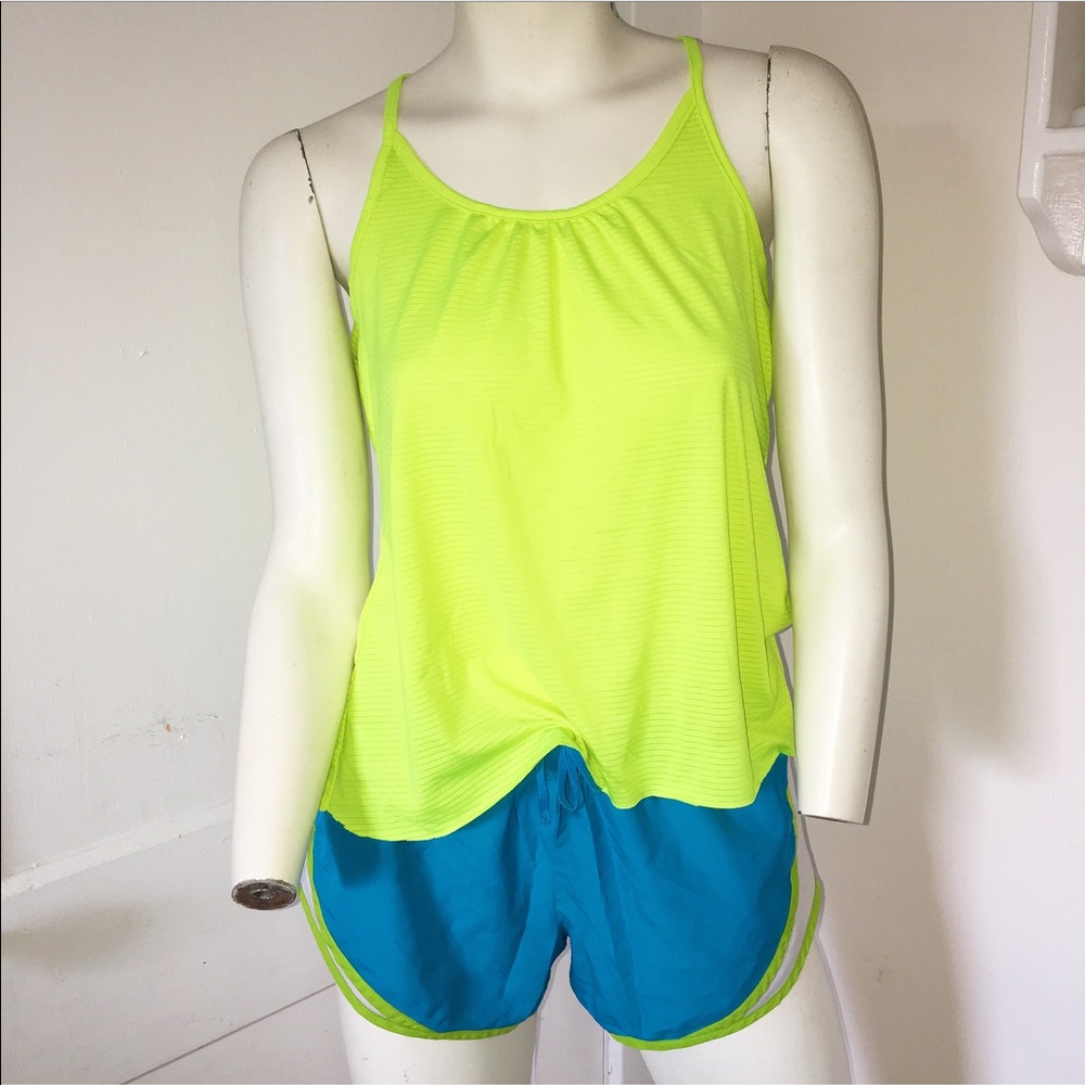 Neon Yellow/Green Tank and Shorts